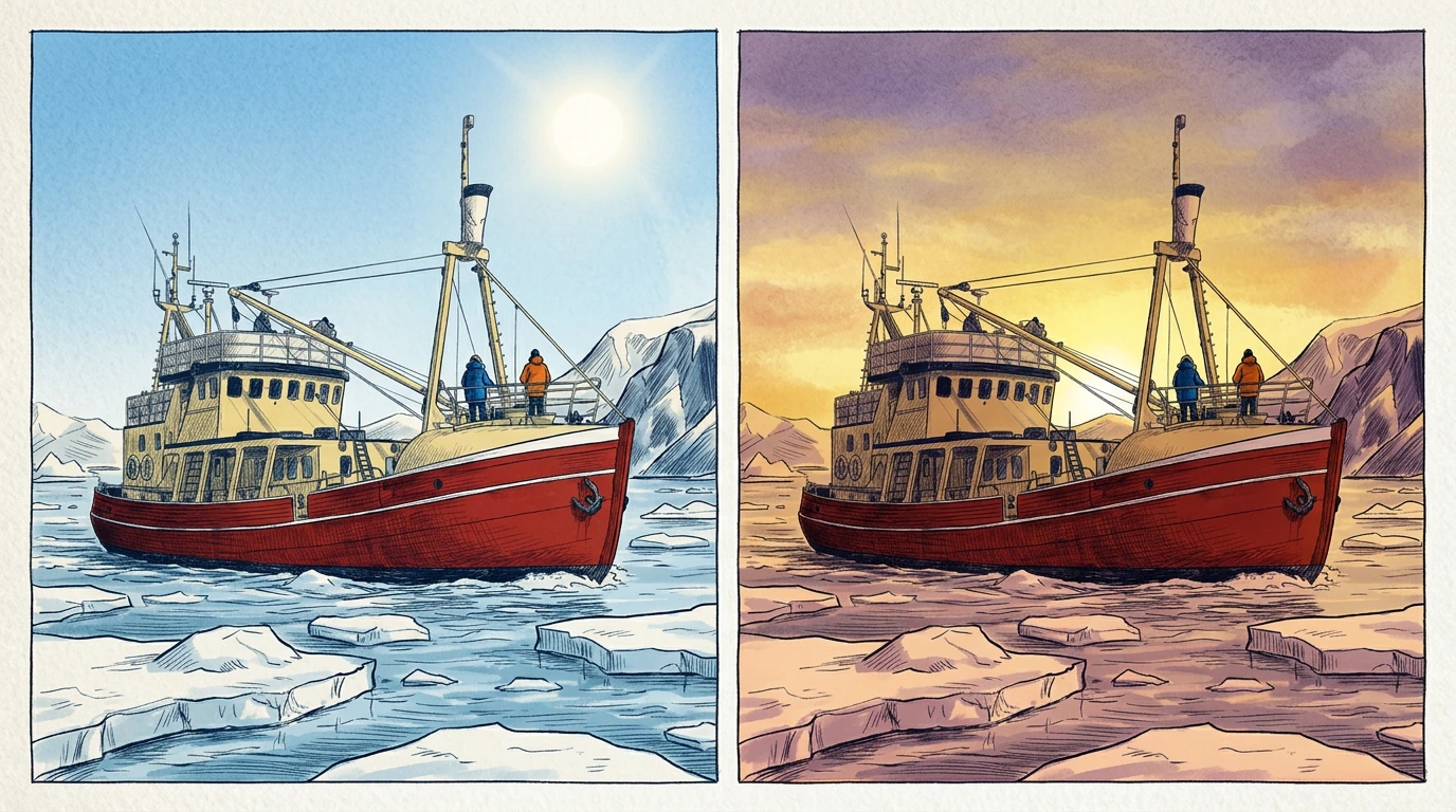 Comparaison lumière été et automne au Spitzberg