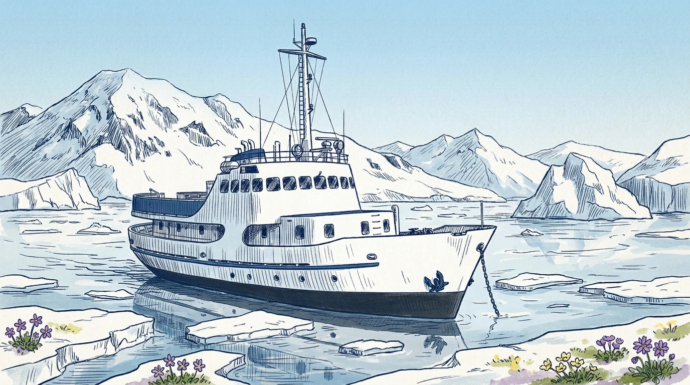 Mouillage abrité dans un fjord du Spitzberg en été