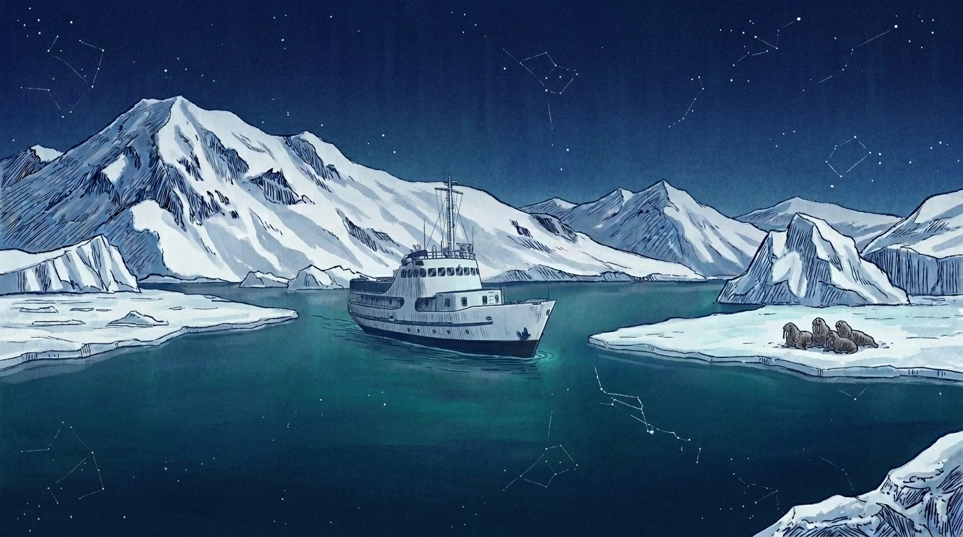 Observation de morses depuis un navire au Spitzberg